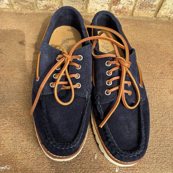 G. H. Bass Men\'s Ranger Camp Moc Suede Super Lug Navy Blue Boat Shoes Size 8 NEW main image 7